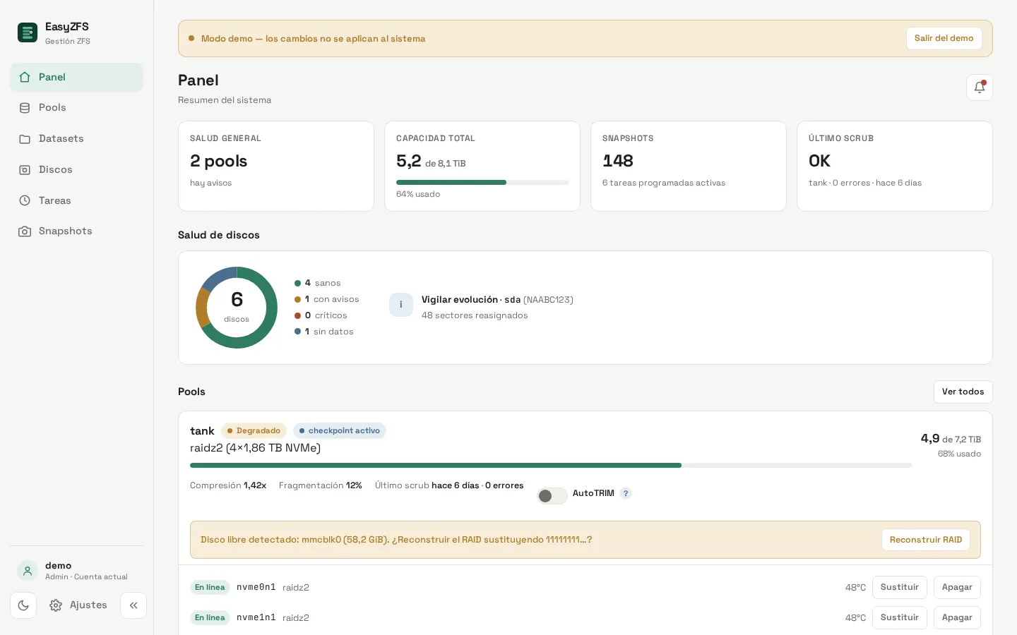 Captura de EasyZFS